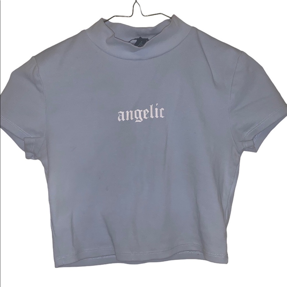 baby blue angelic baby tee forever 21 crop top
